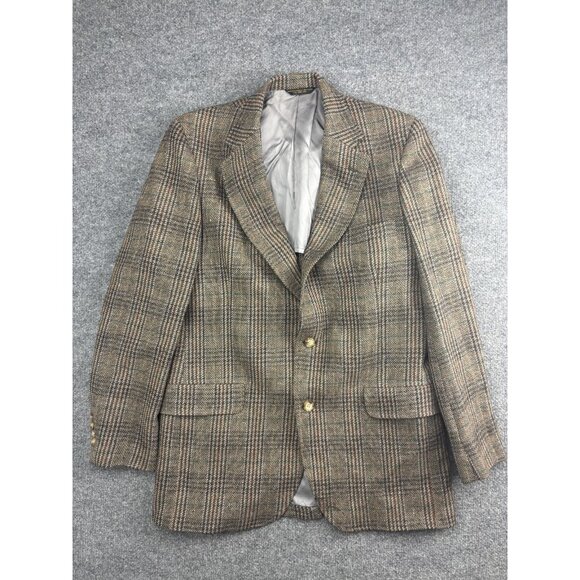 Vintage Lands' End Blazer Mens 42 Wool Plaid Magee Donegal Tweed Jacket 90s - Picture 1 of 8